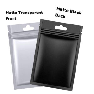 WEKOIL 100 Pack Mylar Zip Lock Bags Aluminum Foil Bags 3.5x6 Inch Sample Packaging Zipper Wrap Heat Seal Resealable Tear Notch Mylar Bags Pouch Food Storage Bags,Black