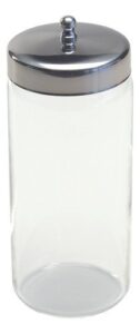 applicator jar, glass w/ stainless steel cover, 6.75"h x 3"d