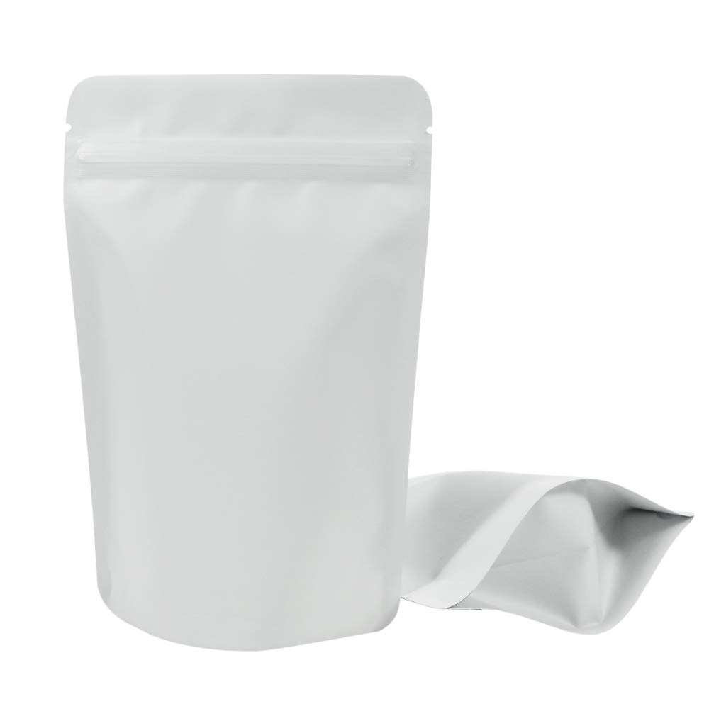 GooGou Matte white Resealable Zip Mylar Bag Food Storage Aluminum Foil Bags Smell Proof Pouches 50pcs (4.33x6.69 in)