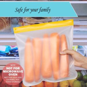WeTest PEVA Reusable Food Bags,5-Pack Leakproof Ziplock Gallon Freezer Bags for Sandwich,Fruit,Snack,Meat,Meal Prep,Home Organization,Orange