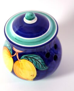 vietri ceramic handmade in italy, onion saver, onion pot