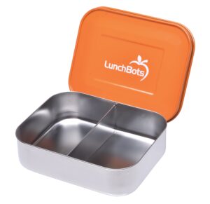 lunchbots duo stainless steel food container, orange