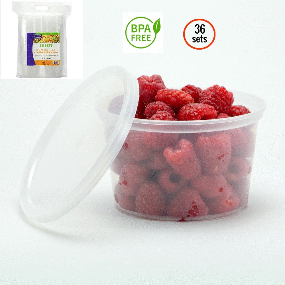 Premium Clear Deli Containers with Lids - 16 oz. (Pack of 36) - Leak-Proof Design for Fresh and Convenient Food Storage - Perfect for Home, Cafes, and Restaurants