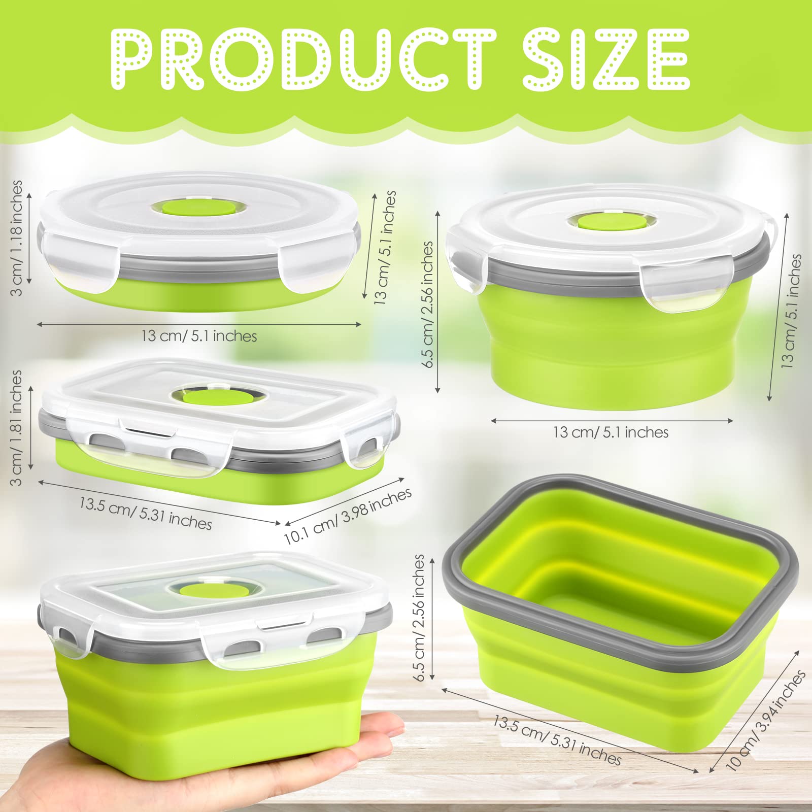 8 Pcs Small Silicone Collapsible Food Storage Containers with Airtight Lids Stacking Silicone Meal Prep Lunch Containers for Kitchen, Traveling, Leftover, Microwave Freezer Dishwasher Safe, 4 Colors