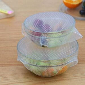 AKOAK 2 Pieces Varisized Reusable Silicone Food Wrappers Eco-friendly Silicone Seal Cover Food Fresh-Keeping Preservative Film