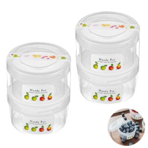 wonliq 4 pack - small food storage container with lids, reusable plastic fresh fruit, berry, snack, nut organizer box for refrigerator, bpa free | microwave | dishwasher