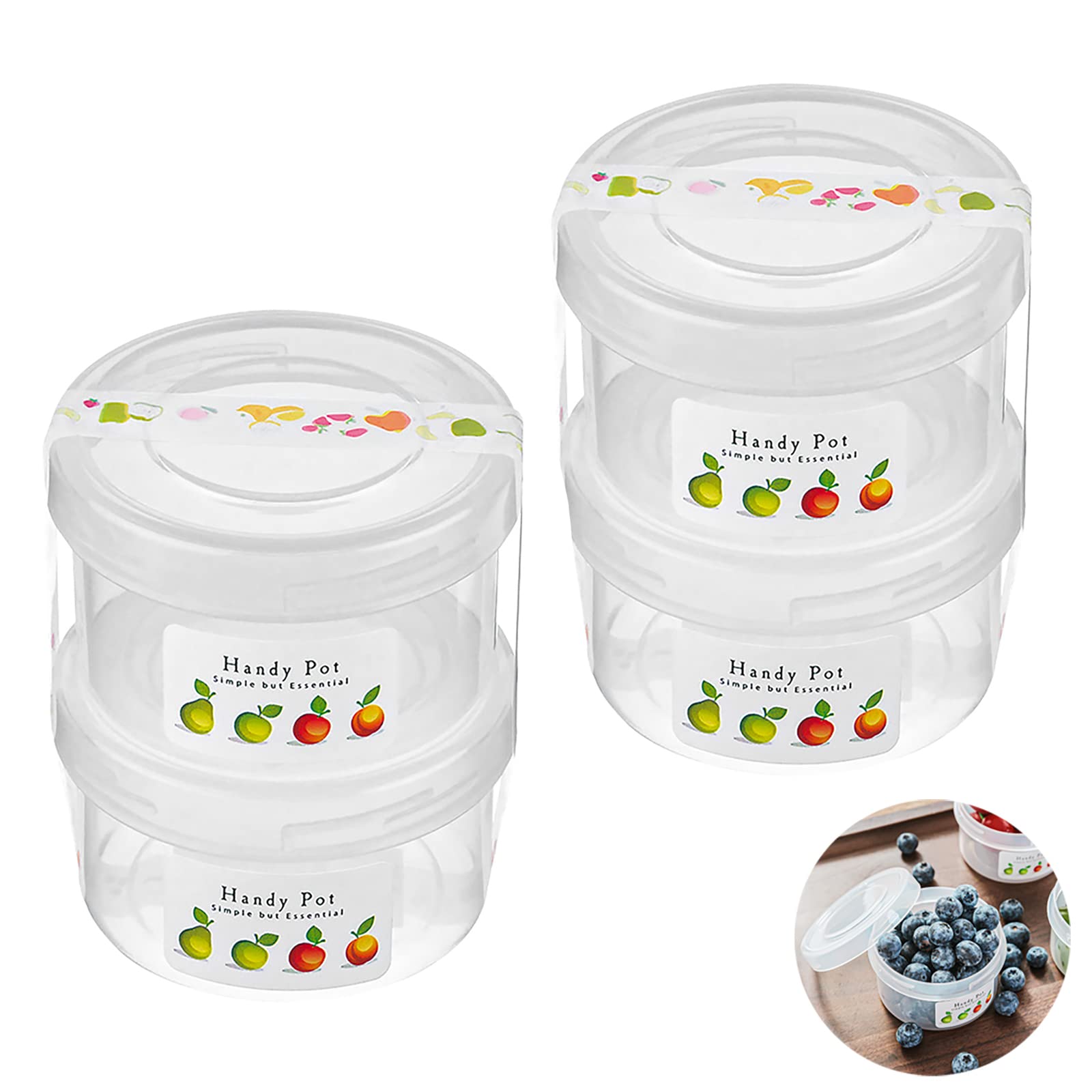 WonLiq 4 Pack - Small Food Storage Container with Lids, Reusable Plastic Fresh Fruit, Berry, Snack, Nut Organizer Box for Refrigerator, BPA Free | Microwave | Dishwasher