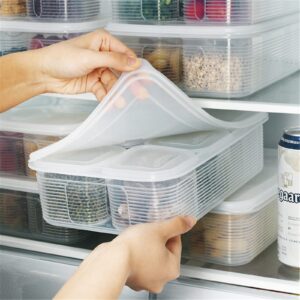 askinds fridge food storage container with lids - reusable 6 individual detachable small boxes with lid for refrigerator and pantry divided container to keep fresh vegetables, fruit, nuts, meat