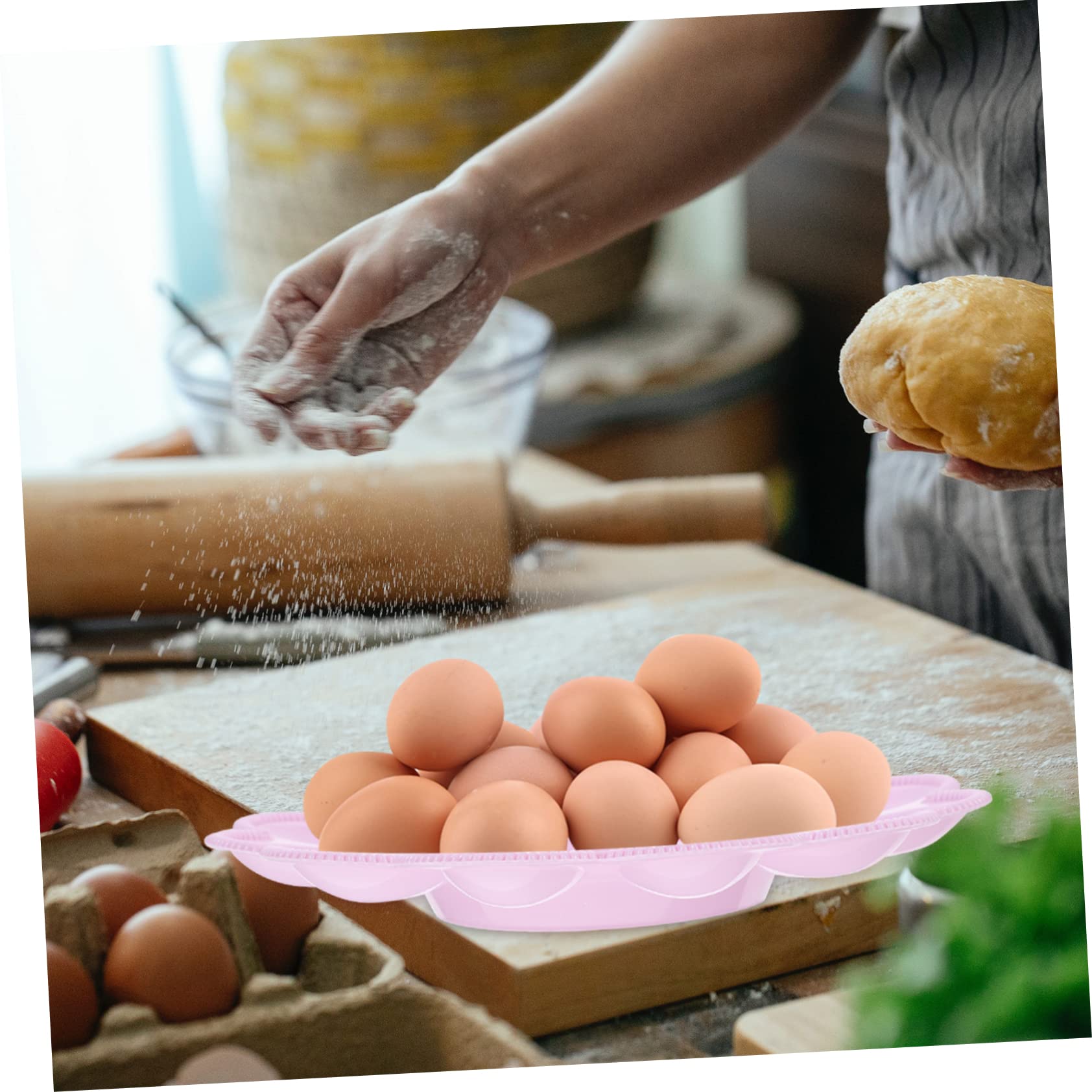 STOBAZA Plastic Dinnerware 4pcs Egg Storage Tray Plastic With Cover Egg Box Fruit Pies