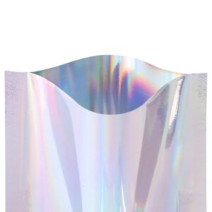 QQ Studio 100 PCS Metallic Mylar Foil Open Top Sealable Bags (12x18cm(4.7x7"), 100x Holographic)