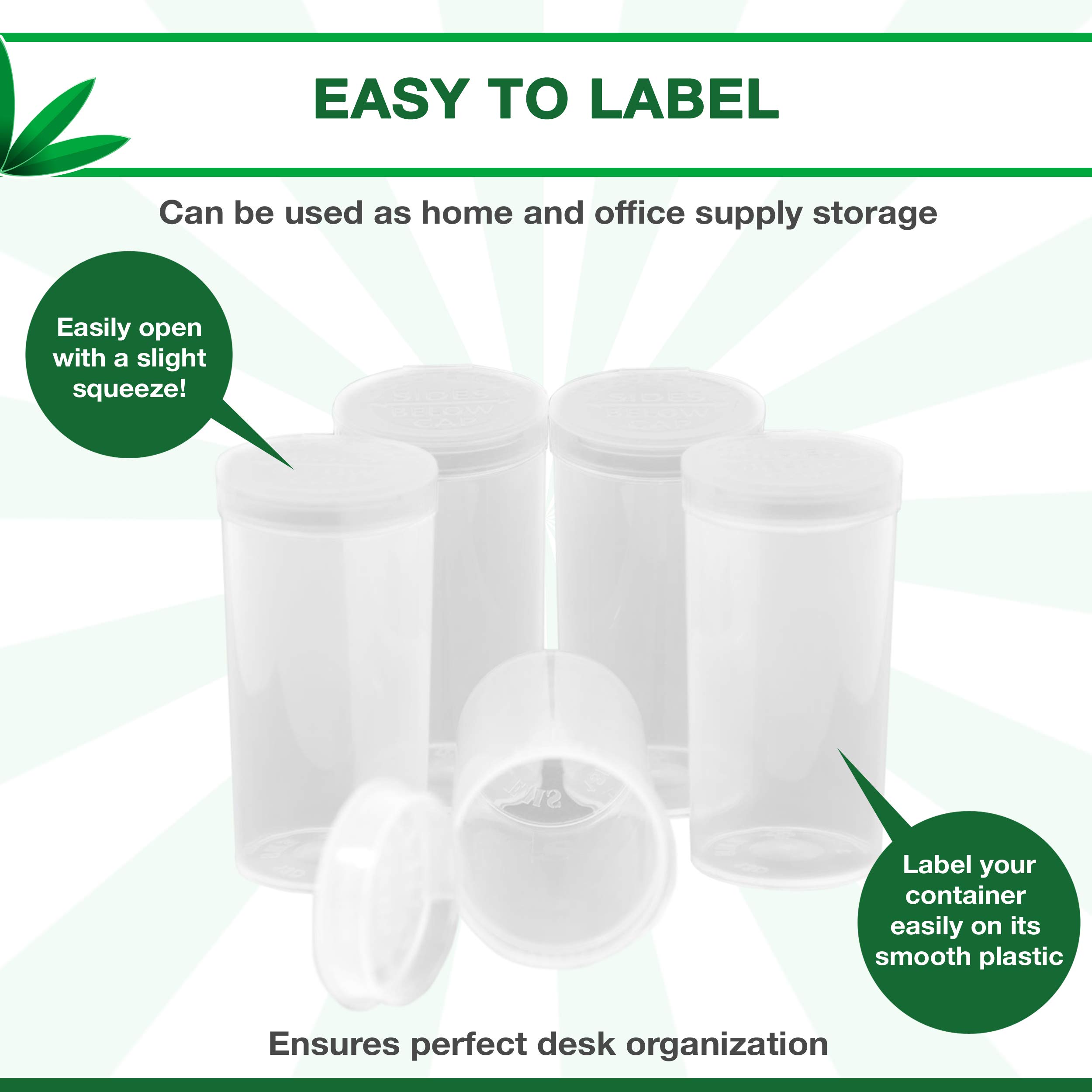 Emerald Mountain Supplier Pop Top Dram Containers | Durable Airtight Multipurpose Storage | Herb and Pill Organizer - 13 Dram (Clear, 216 Pieces)