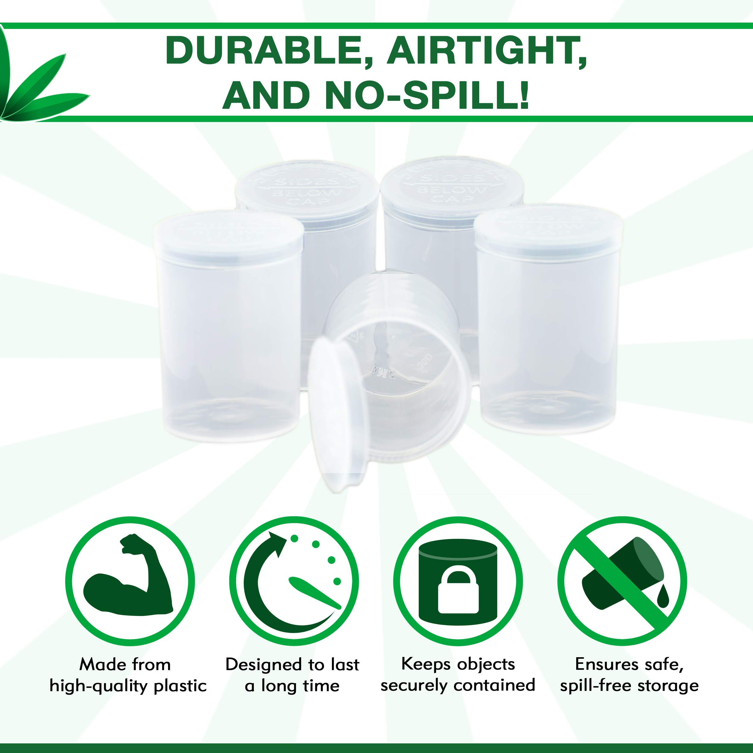 Emerald Mountain Supplier Pop Top Dram Containers | Durable Airtight Multipurpose Storage | Herb and Pill Organizer - 13 Dram (Clear, 216 Pieces)