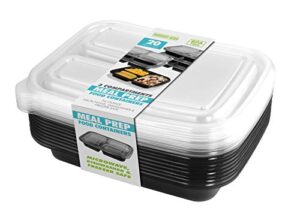 20 piece meal prep container kit - 3 sections - black