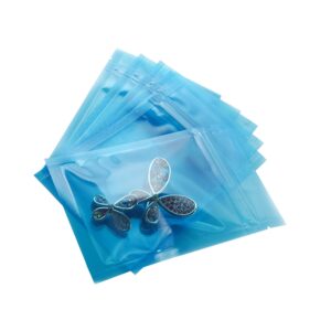 QQ Studio Pack of 100 Transparent Color Reclosable Heat Seal Flat Zip Top Storage Bags (Blue, 4.7" x 7.1")