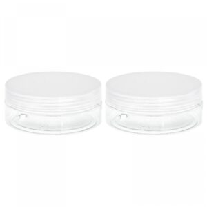 uxcell round plastic jars with transparent screw top lid, 3oz/ 100ml wide-mouth clear empty containers for storage, organizing, 2pcs