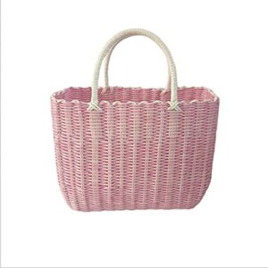 woven shopping basket, woven handbag shower basket, pink-small (size : small)