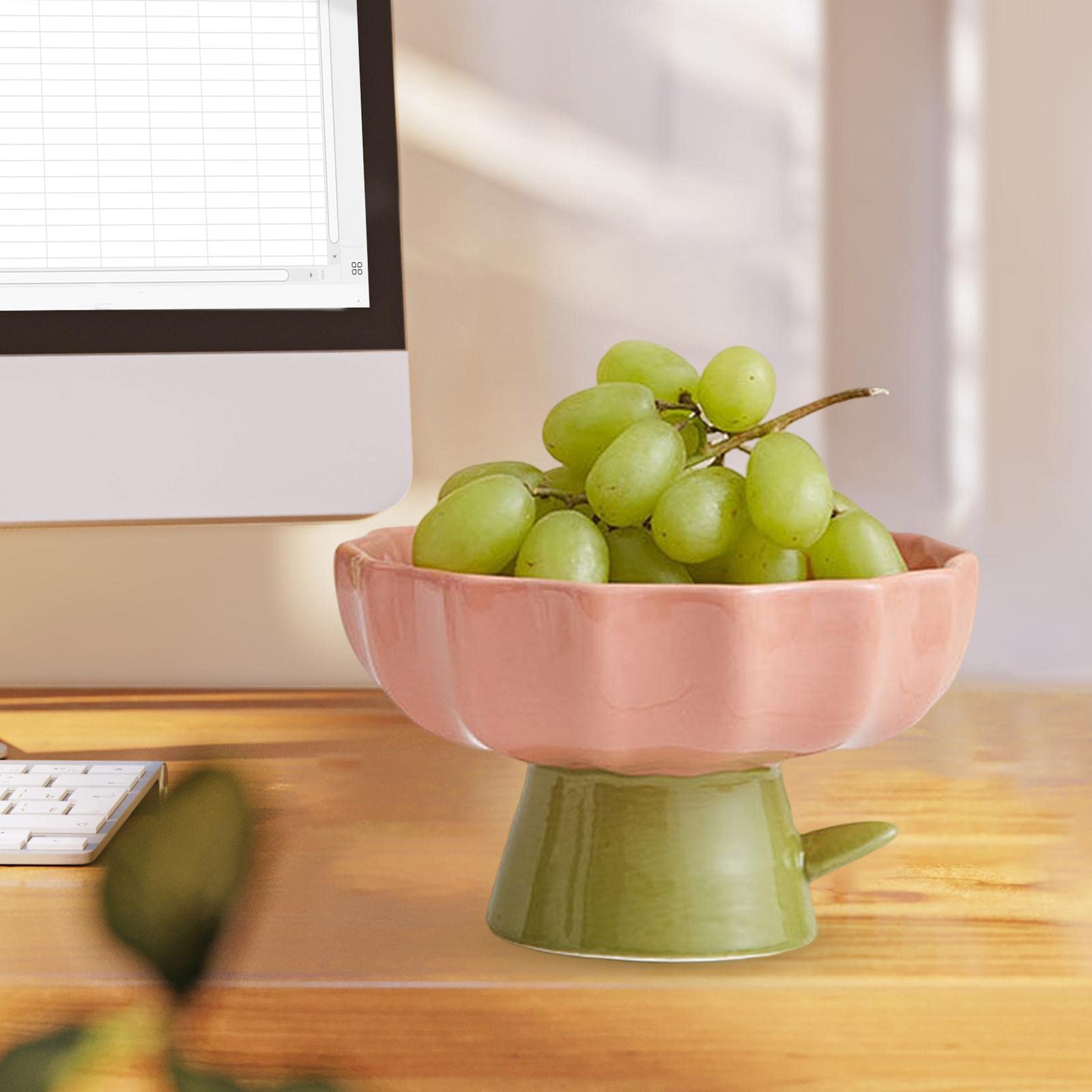 Fruit Storage Rack Key Jewelry Organizer Vegetable Tray Plate Holder for Kitchen Table Party (Pink) (Color : Pink)