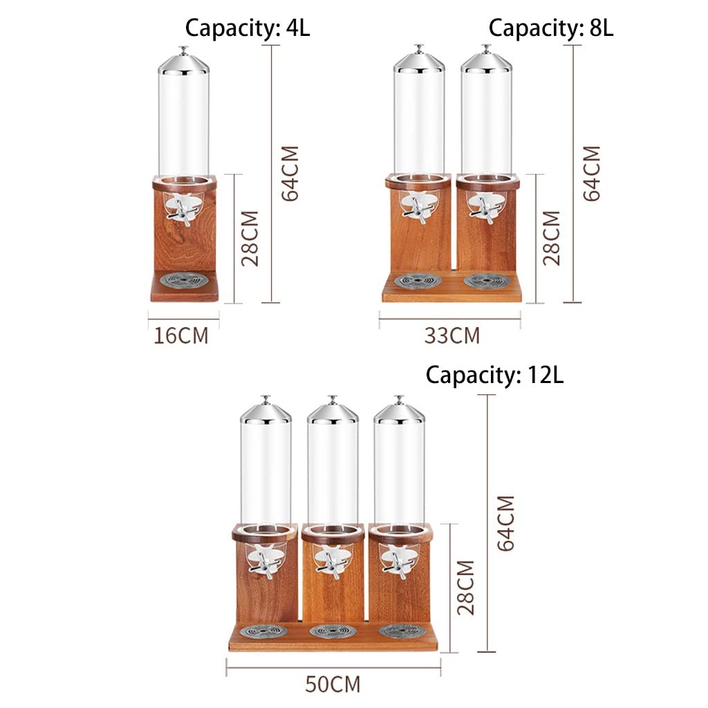 Cereal Dispenser Countertop, Candy Dstributor with Twist Airtight Cover, Big Dry Food Cereal Dispenser, Can Hold Cereal, Small Snack, for Home Office Hotel Commercial Bar ( Color : Wood , Size : 12L )