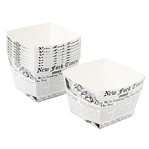 Restaurantware Bio Tek 4.3 x 4.3 x 3.2 Inch Snack Boxes 200 PE Coating Treat Boxes - Sturdy Disposable Newsprint Paper French Fry Boxes Open Top For Snacks or Baked Goods