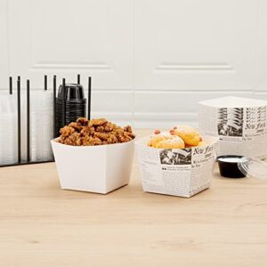 Restaurantware Bio Tek 4.3 x 4.3 x 3.2 Inch Snack Boxes 200 PE Coating Treat Boxes - Sturdy Disposable Newsprint Paper French Fry Boxes Open Top For Snacks or Baked Goods