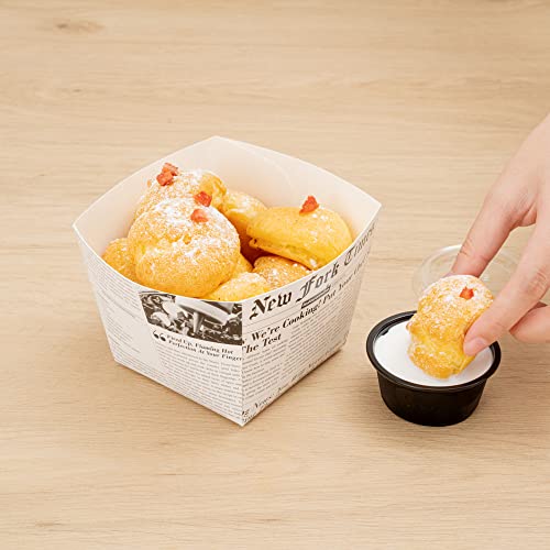 Restaurantware Bio Tek 4.3 x 4.3 x 3.2 Inch Snack Boxes 200 PE Coating Treat Boxes - Sturdy Disposable Newsprint Paper French Fry Boxes Open Top For Snacks or Baked Goods