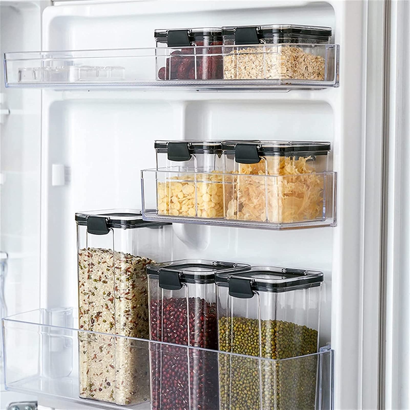 BRYLL Plastic Cereal Storage Box Multigrain Sealed Cans Food Storage Container Multifunction Transparent Airtight Plastic Box Containers Lid Kitchen Pantry Storage Box,1300ML