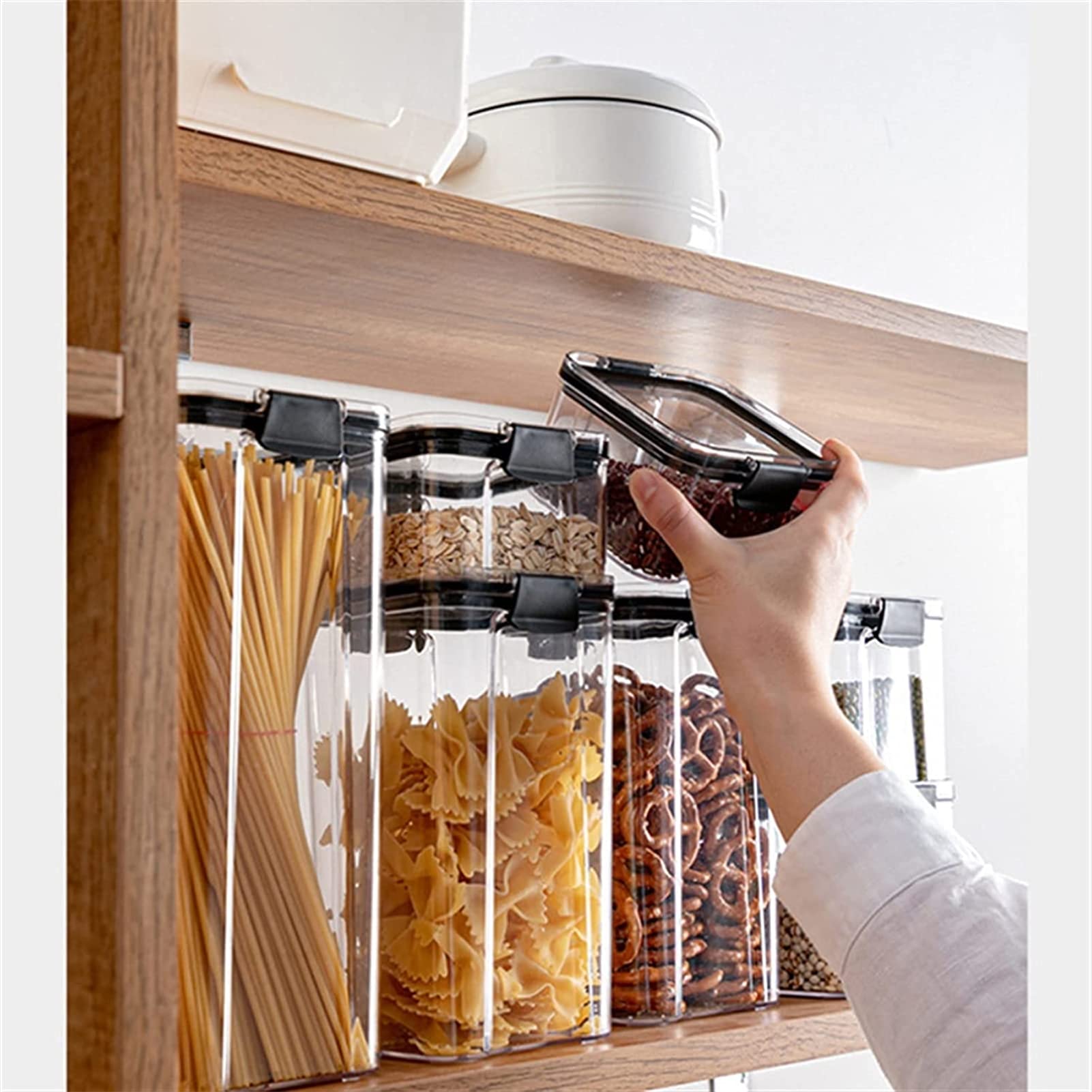 BRYLL Plastic Cereal Storage Box Multigrain Sealed Cans Food Storage Container Multifunction Transparent Airtight Plastic Box Containers Lid Kitchen Pantry Storage Box,1300ML