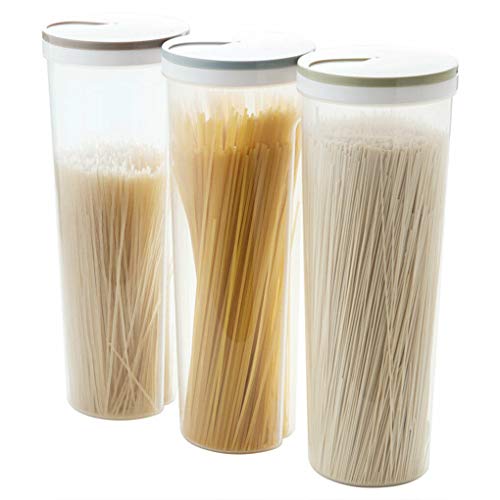 NEW Plastic Noodles Storage Box - Container Grain Cereal Nuts Beans Food Locking Lid - Khaki