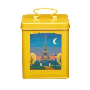 world of flavours wfcanyel kitchencraft world of flavours airtight metal food storage container, 11 x 11 x 14 cm (4.5" x 4.5" x 5.5") - yellow
