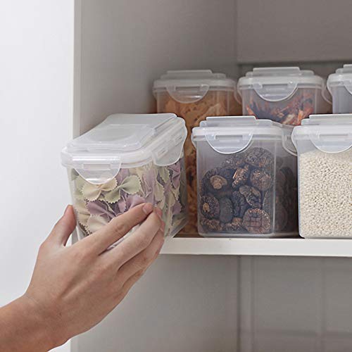 Kitchen Storage Box Sealing Food Preservation Plastic Fresh Pot Container,Transparent Moisture-Proof Plastic Cereal Containers with Easy Lock Lids (1 L)