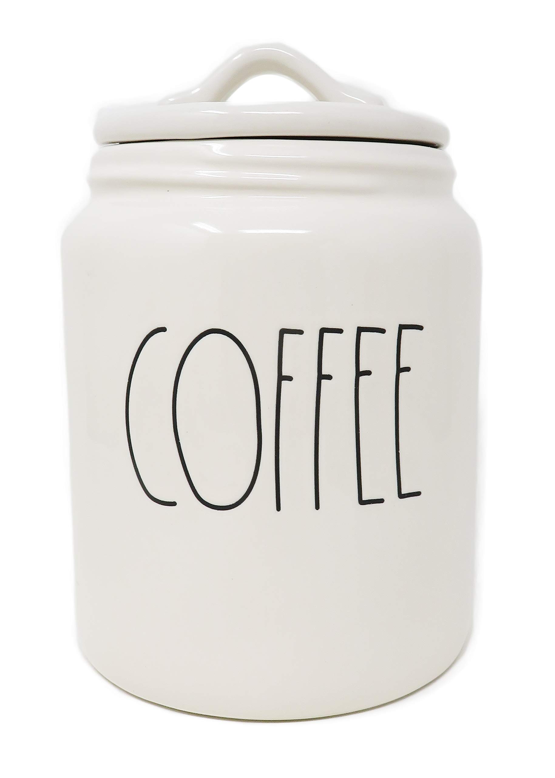 Rae Dunn By Magenta COFFEE Ceramic LL Medium 8 x 5 Canister (White)