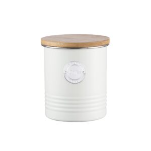 typhoon living airtight coffee storage canister with bamboo lid, 1 litre, cream