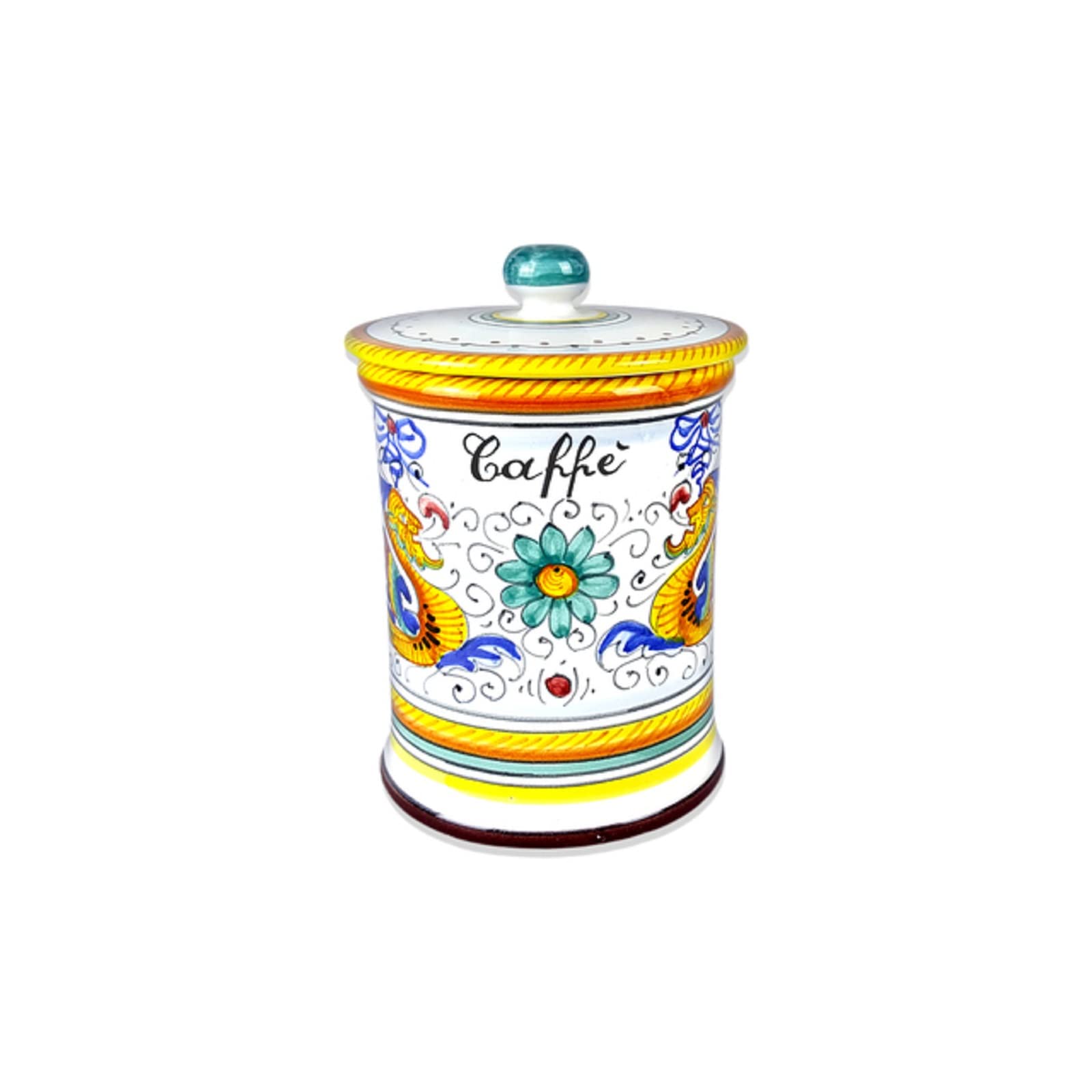 GUTE Deruta Italy Raffaellesco Coffee Jar | Handcrafted & Handpainted Italian Ceramics | Authentic Italian Pottery Handmade in Deruta, Italy