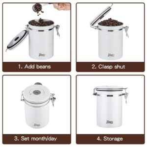 Bincoo Stainless Steel Coffee Containers 26oz, Coffee Canister for Ground Coffee, Airtight Coffee Container with Measuring Scoop