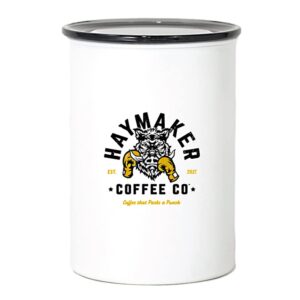 haymaker airscape coffee storage canister, stainless steel, bpa free, 64 oz. (chalk)
