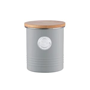 typhoon living airtight coffee storage canister with bamboo lid, grey, 1 litre