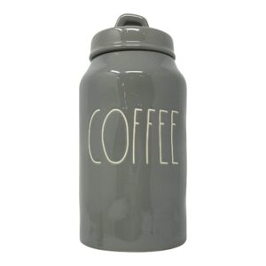 rae dunn by magenta ceramic food storage canisters (9.5" in height, coffee/grey/white font)