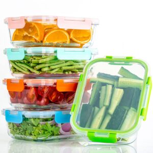 UMEIED 10 Pack Glass Food Storage Containers with Lids Leakproof, Airtight Glass Meal Prep Containers For Lunch, On The Go, Leftover, Dishwasher Safe