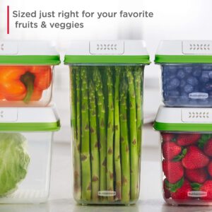 Rubbermaid 4-Piece Produce Saver Containers for Refrigerator with Lids for Food Storage, Dishwasher Safe, Clear/Green, 2 count (Pack of 1)