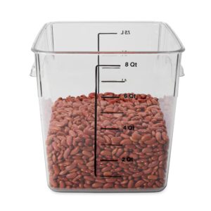 Rubbermaid Commercial Products Space Saving Food Storage Container, 8-Quart, Clear,-40 F to 121 F Temperature Range, Best use for Restaurant Kitchens/Wet and Dry Food/Meats/Pasta ,Lid not included