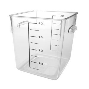 Rubbermaid Commercial Products Space Saving Food Storage Container, 8-Quart, Clear,-40 F to 121 F Temperature Range, Best use for Restaurant Kitchens/Wet and Dry Food/Meats/Pasta ,Lid not included