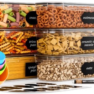 Chef's Path Airtight Food Storage Container Set (Set of 6) - Ideal for Pasta, Spaghetti & Noodles - Pasta Containers for Kitchen Organization and Storage - Plastic Canisters with Durable Lids