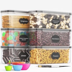 Chef's Path Airtight Food Storage Container Set (Set of 6) - Ideal for Pasta, Spaghetti & Noodles - Pasta Containers for Kitchen Organization and Storage - Plastic Canisters with Durable Lids