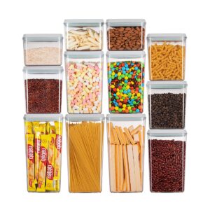 ankou pop airtight food storage containers with lids for kitchen pantry organizing stackable container for cereal snack flour sugar coffee spaghetti -12 pcs(1.2, 2.0, 2.7, 3.3qt)*3