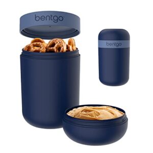 bentgo® snack cup - reusable snack container with leak-proof design, toppings compartment, and dual-sealing lid, portable & lightweight for work, travel, gym - dishwasher safe (navy)