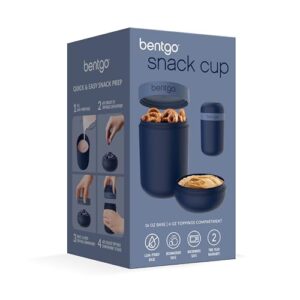 Bentgo® Snack Cup - Reusable Snack Container with Leak-Proof Design, Toppings Compartment, and Dual-Sealing Lid, Portable & Lightweight for Work, Travel, Gym - Dishwasher Safe (Navy)