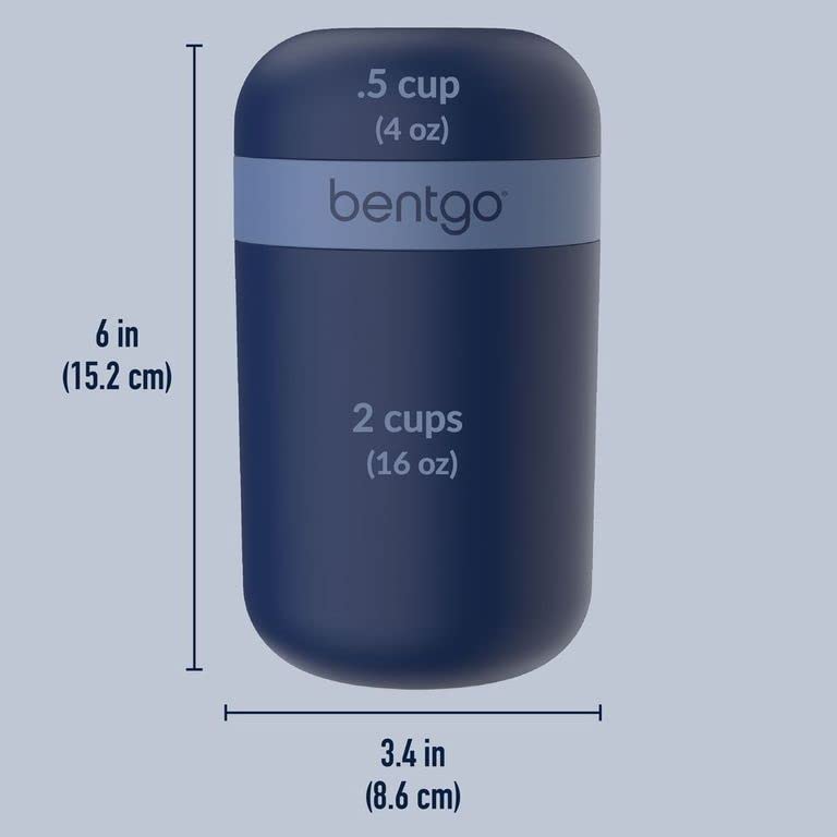 Bentgo® Snack Cup - Reusable Snack Container with Leak-Proof Design, Toppings Compartment, and Dual-Sealing Lid, Portable & Lightweight for Work, Travel, Gym - Dishwasher Safe (Navy)