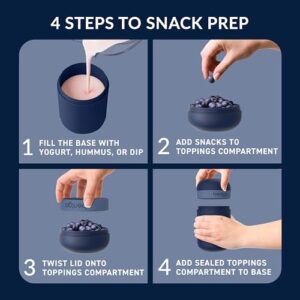 Bentgo® Snack Cup - Reusable Snack Container with Leak-Proof Design, Toppings Compartment, and Dual-Sealing Lid, Portable & Lightweight for Work, Travel, Gym - Dishwasher Safe (Navy)