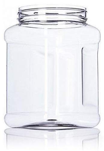 Clear Food Grade PET Plastic Square Grip Storage Jar w/ Cap | 64 Fluid Ounces 7-8 Cup Storage Capacity | BPA Free USA Made | by Pride Of India