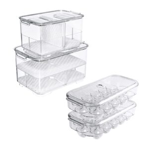 sanno vegetable fruit containers fridge food storage produce saver container refrigerator egg holder tray stackable covered egg tray holder